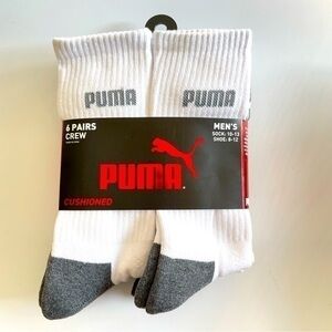 Puma men’s crew socks 6 pack size 8-12 white gray
